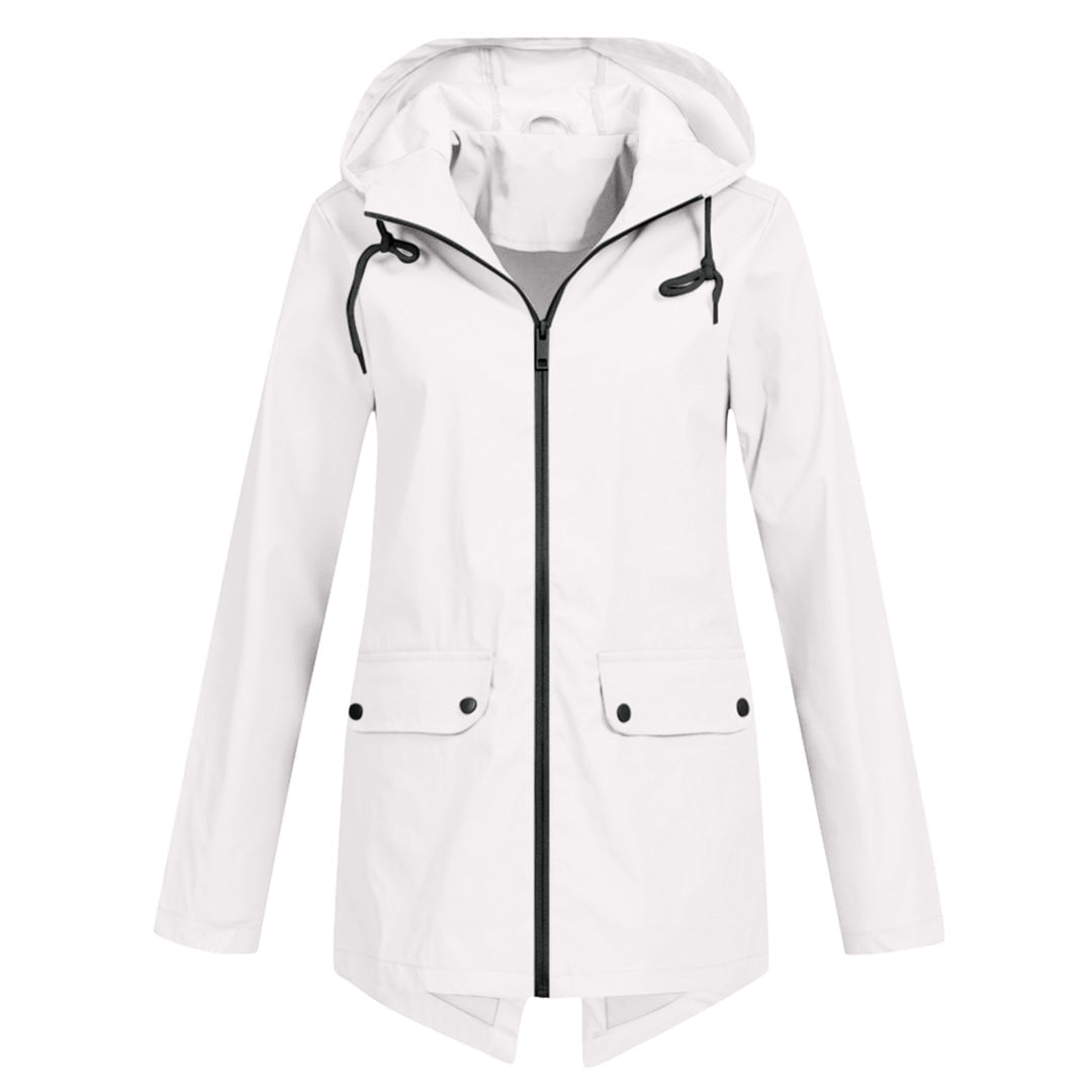 Presca - Langer Regenmantel mit Kapuze und Taschen für Damen