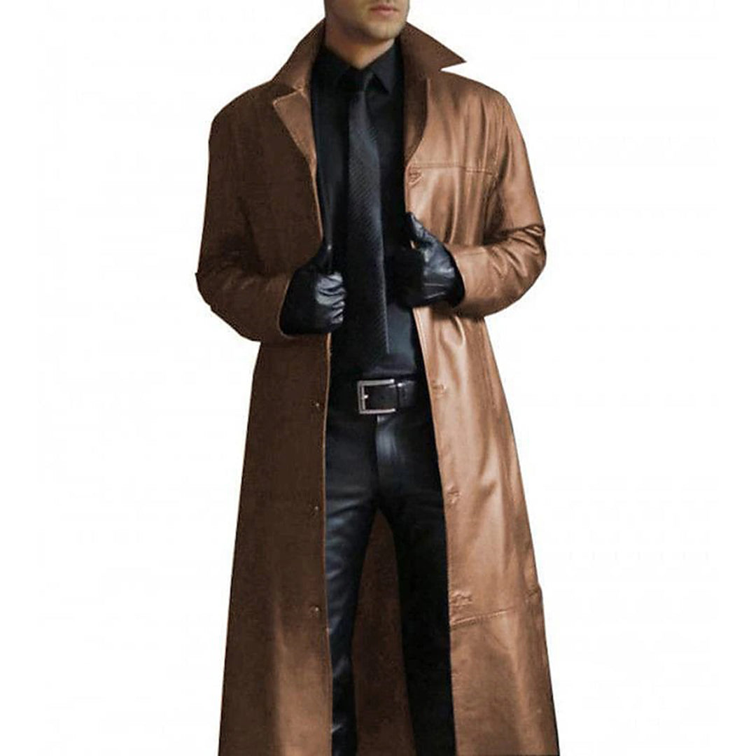 Boston - Manteau long en cuir synthétique pour hommes