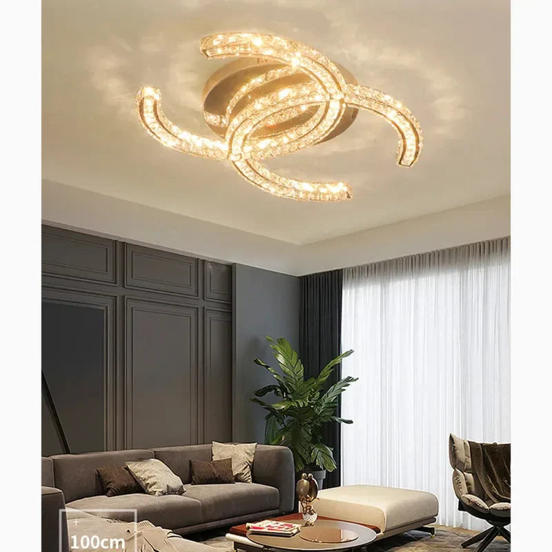 GlaciaLuxe - Elegante Kristall-Deckenleuchte in Gold