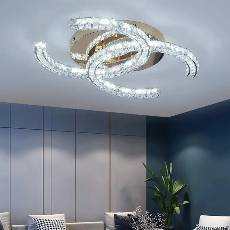 GlaciaLuxe - Elegante Kristall-Deckenleuchte in Gold