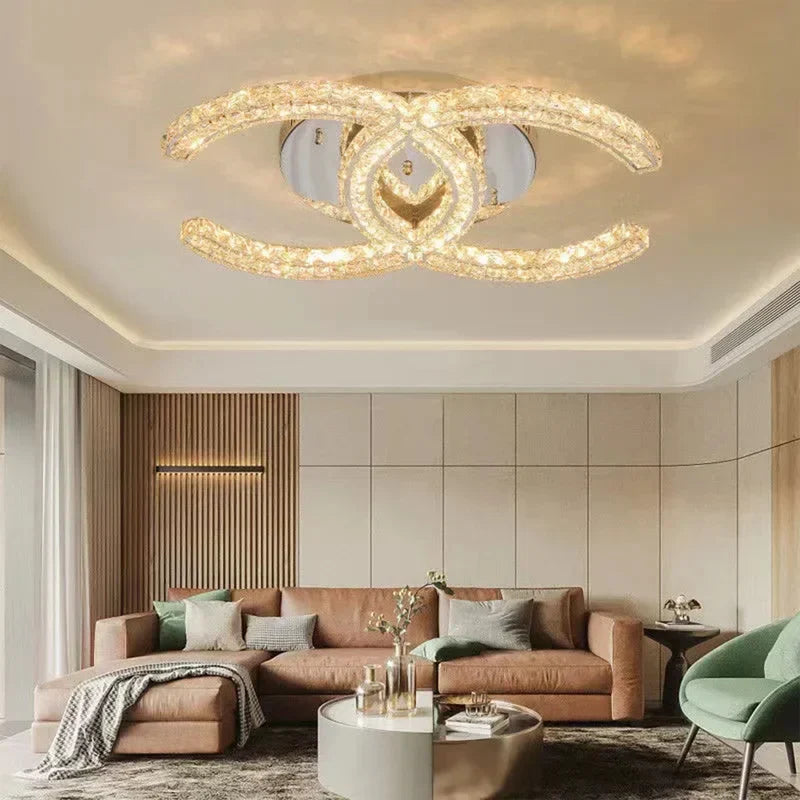 GlaciaLuxe - Elegante Kristall-Deckenleuchte in Gold