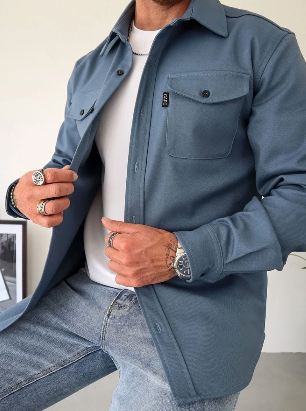 Chemise à manches longues pour hommes avec poches - Capo