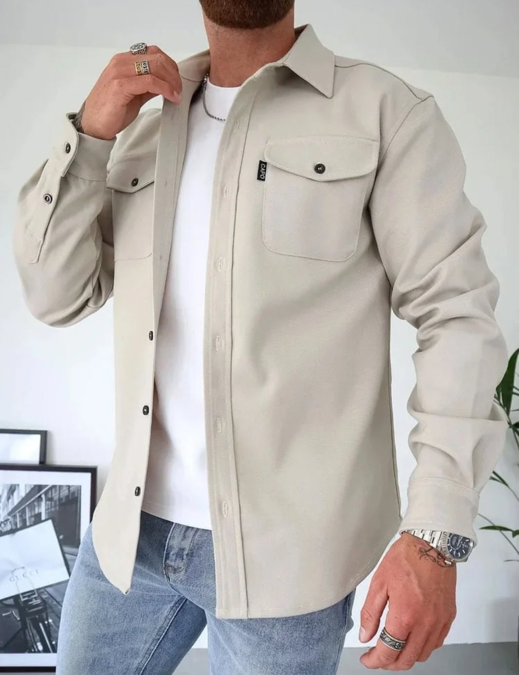 Chemise à manches longues pour hommes avec poches - Capo