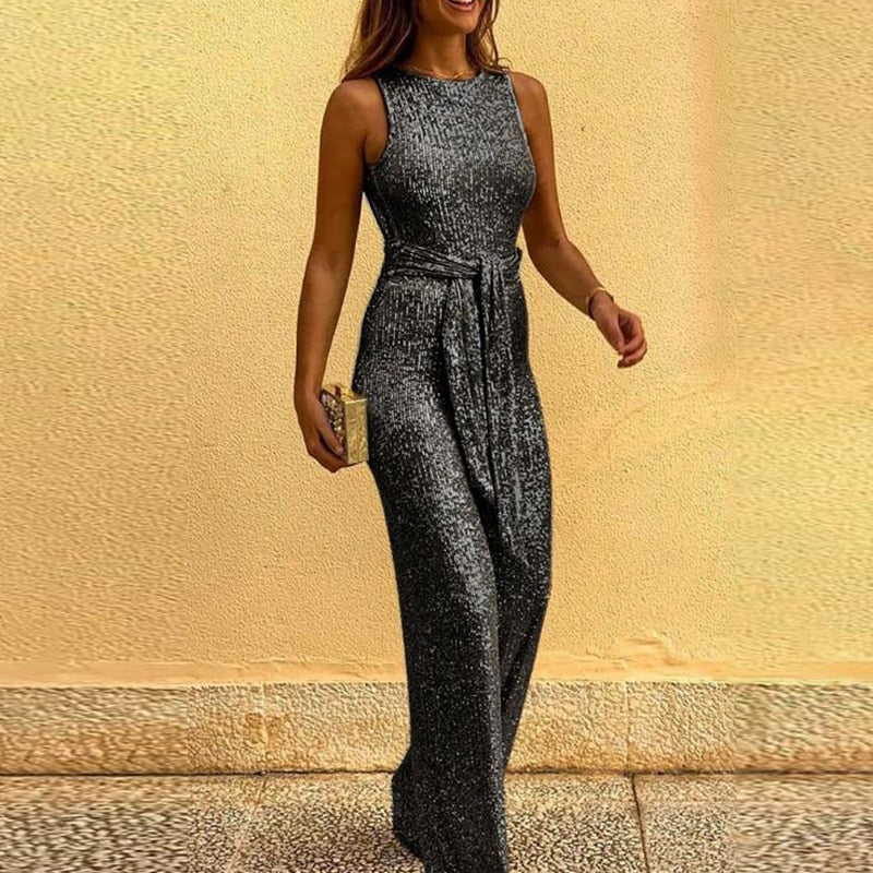 Zebby - Festlig Skinnende Dame Jumpsuit