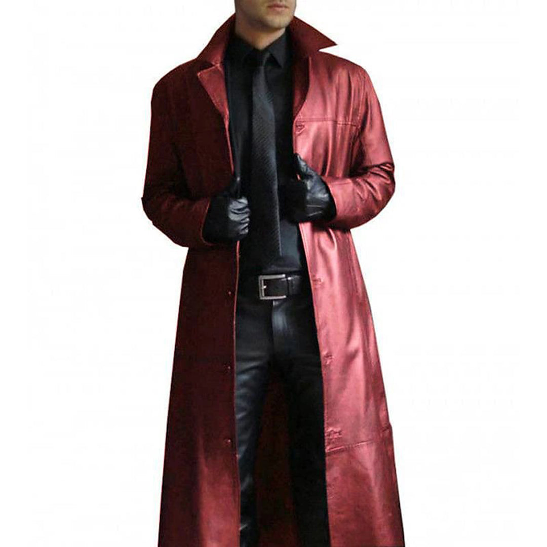 Boston - Manteau long en cuir synthétique pour hommes