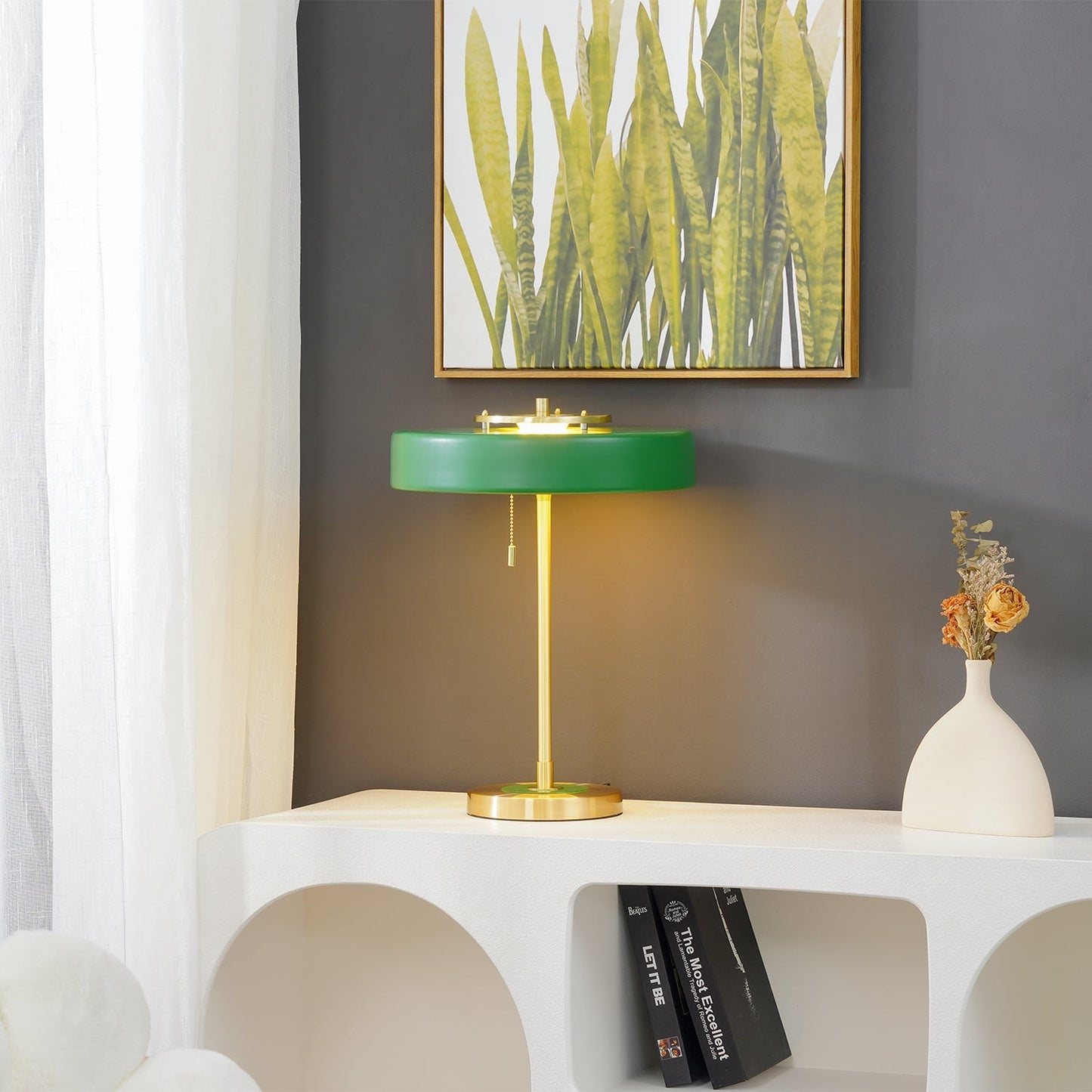 LuxeGlow - Spun Metal Table Lamp with Pull Cord Switch
