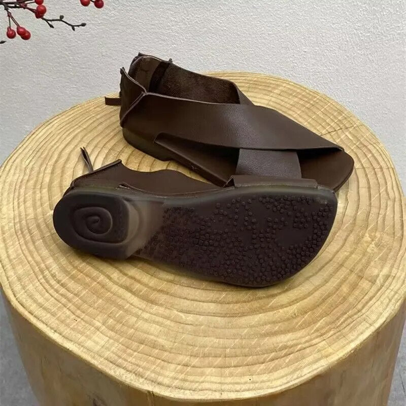 Damesandaler i læder