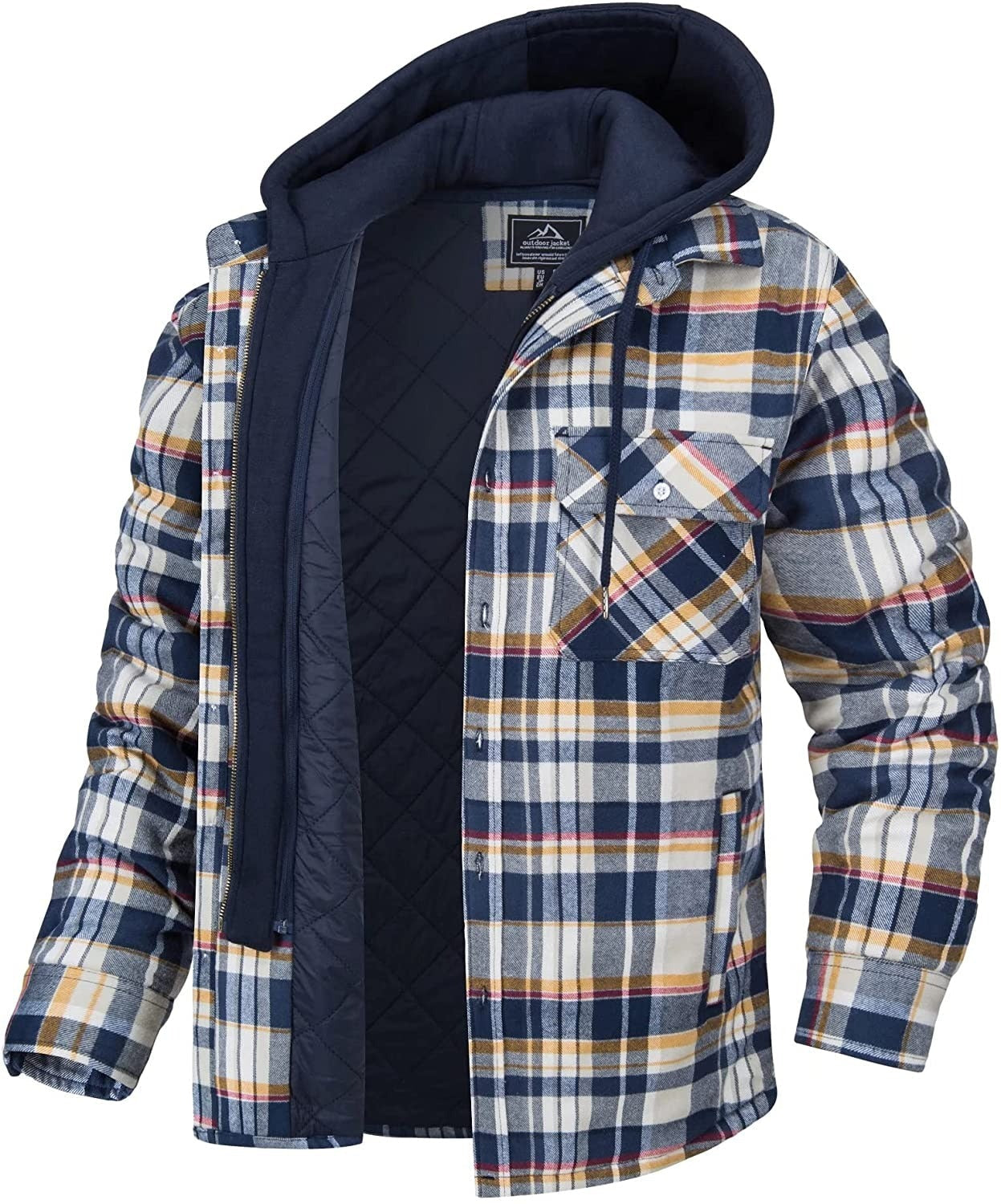 Veste à carreaux pour hommes avec capuche - Piolo