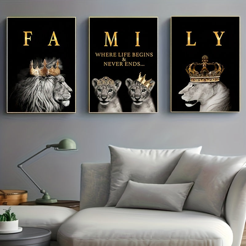 WildEssence - Canvas Set with Lion Family Theme