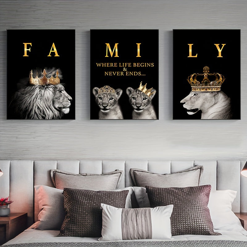 WildEssence - Canvas Set with Lion Family Theme