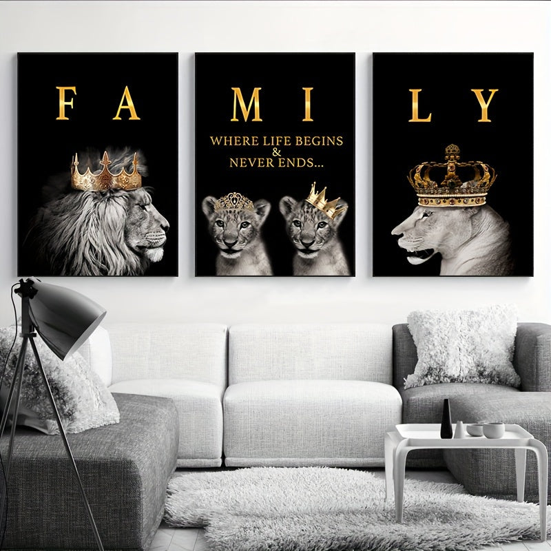 WildEssence - Canvas Set with Lion Family Theme