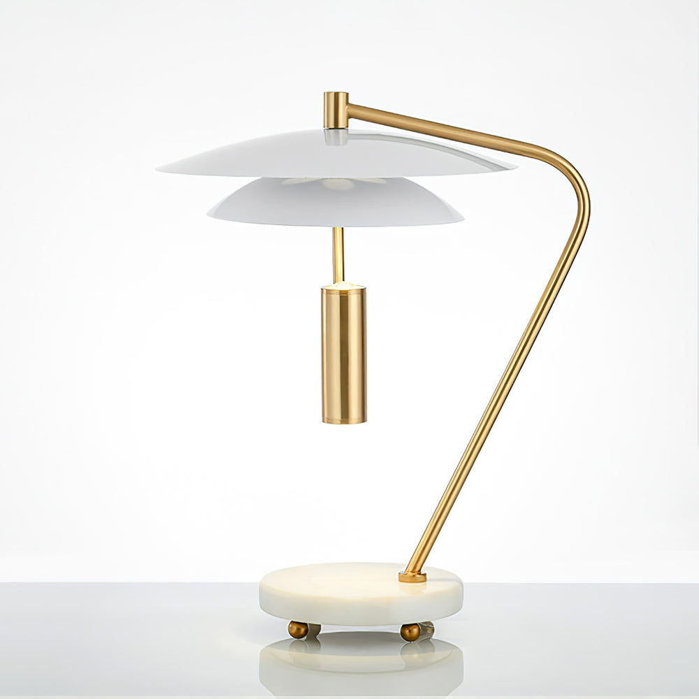 LuxeShade – Hvid Aluminium Bordlampe med Marmorfod