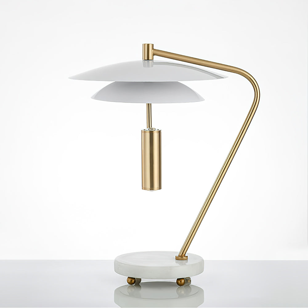 LuxeShade – Hvid Aluminium Bordlampe med Marmorfod