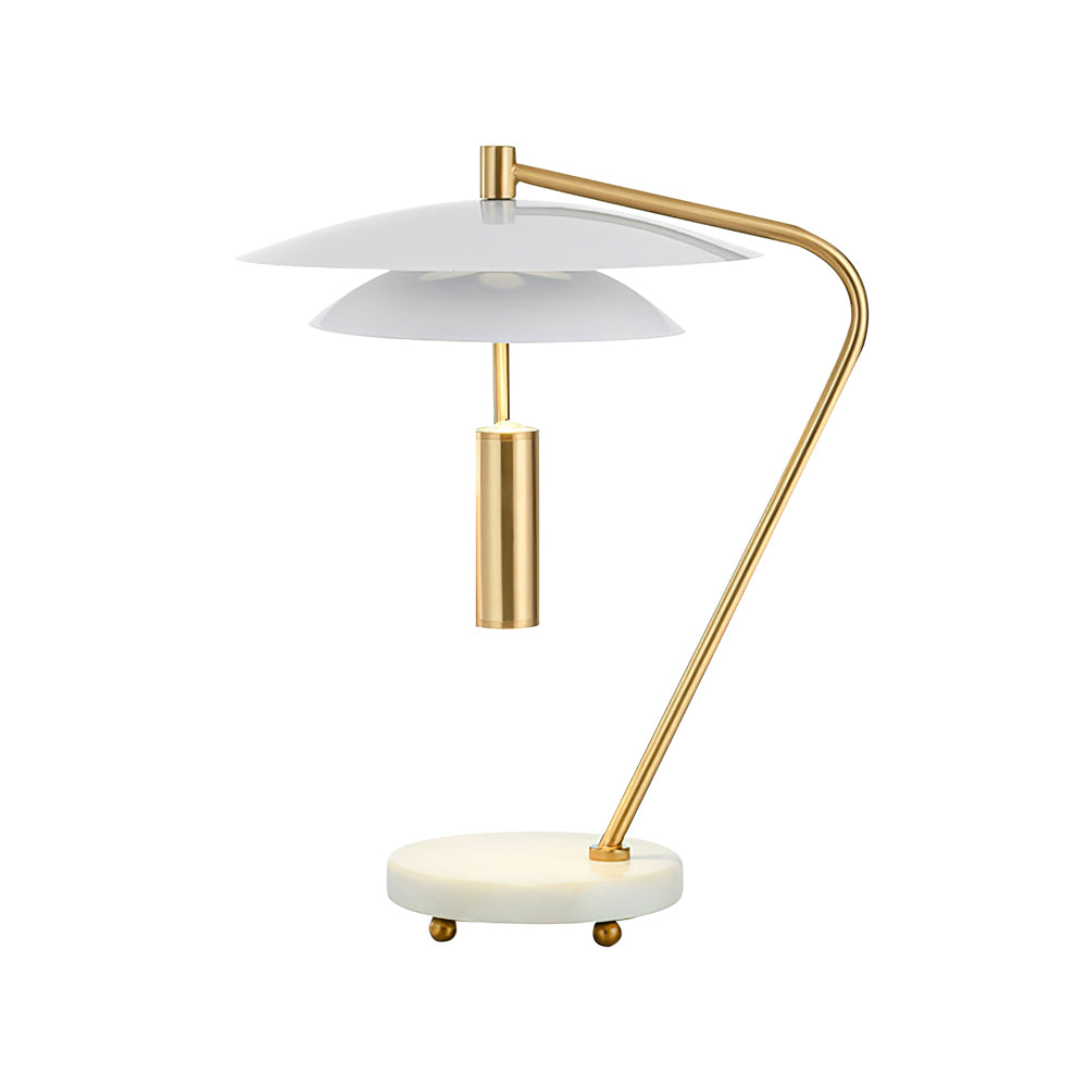 LuxeShade – Hvid Aluminium Bordlampe med Marmorfod