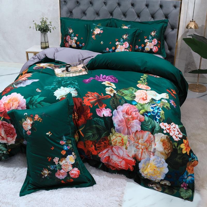 EmeraldLuxe - Groen Egyptisch Katoenen Dekbedovertrek Set