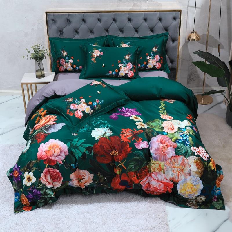 EmeraldLuxe - Groen Egyptisch Katoenen Dekbedovertrek Set