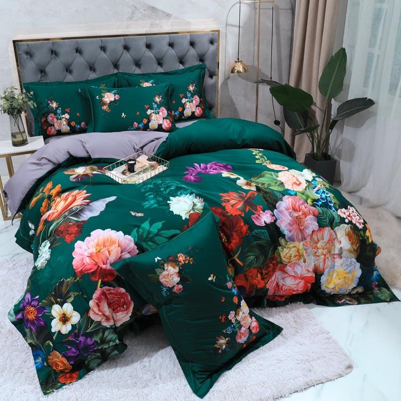EmeraldLuxe - Groen Egyptisch Katoenen Dekbedovertrek Set