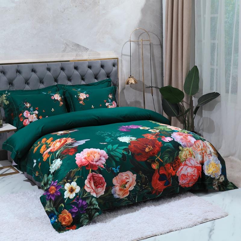 EmeraldLuxe - Groen Egyptisch Katoenen Dekbedovertrek Set