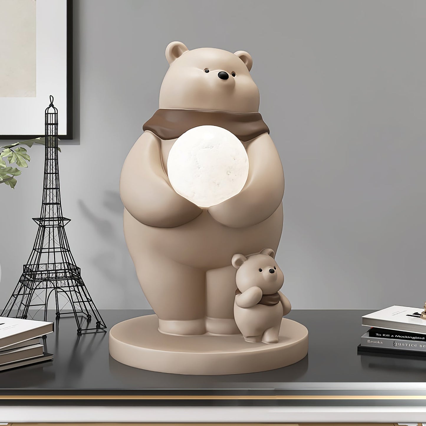 PolarGlow - Table Lamp with Adorable Polar Bear Accents and Atmospheric Glow