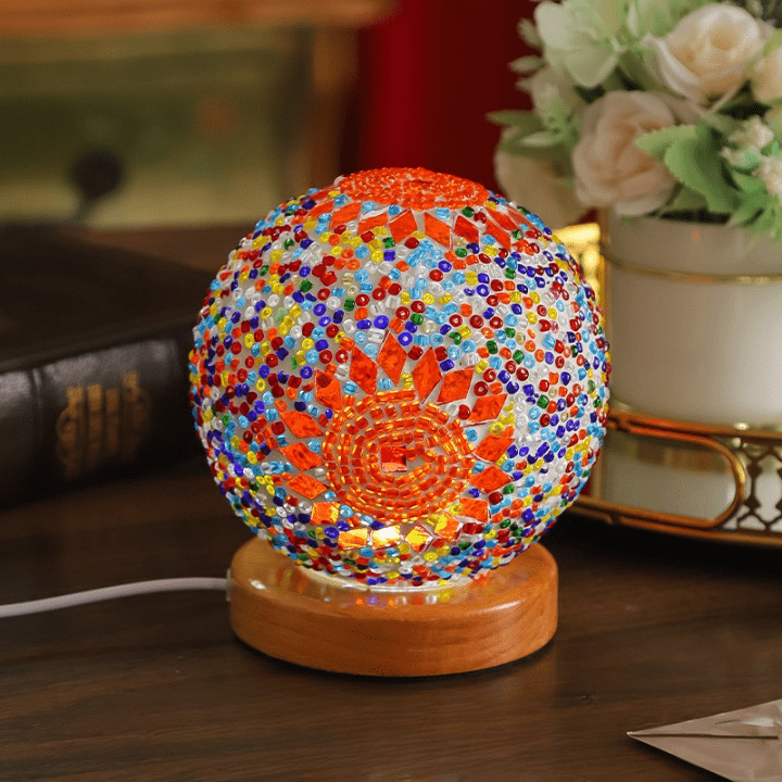 MosaicGlow - Boho Glas Bordlampe Farverig
