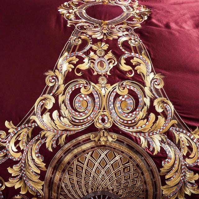FierElegance - Luxuriöses Bettbezug-Set aus roter und goldener ägyptischer Baumwolle