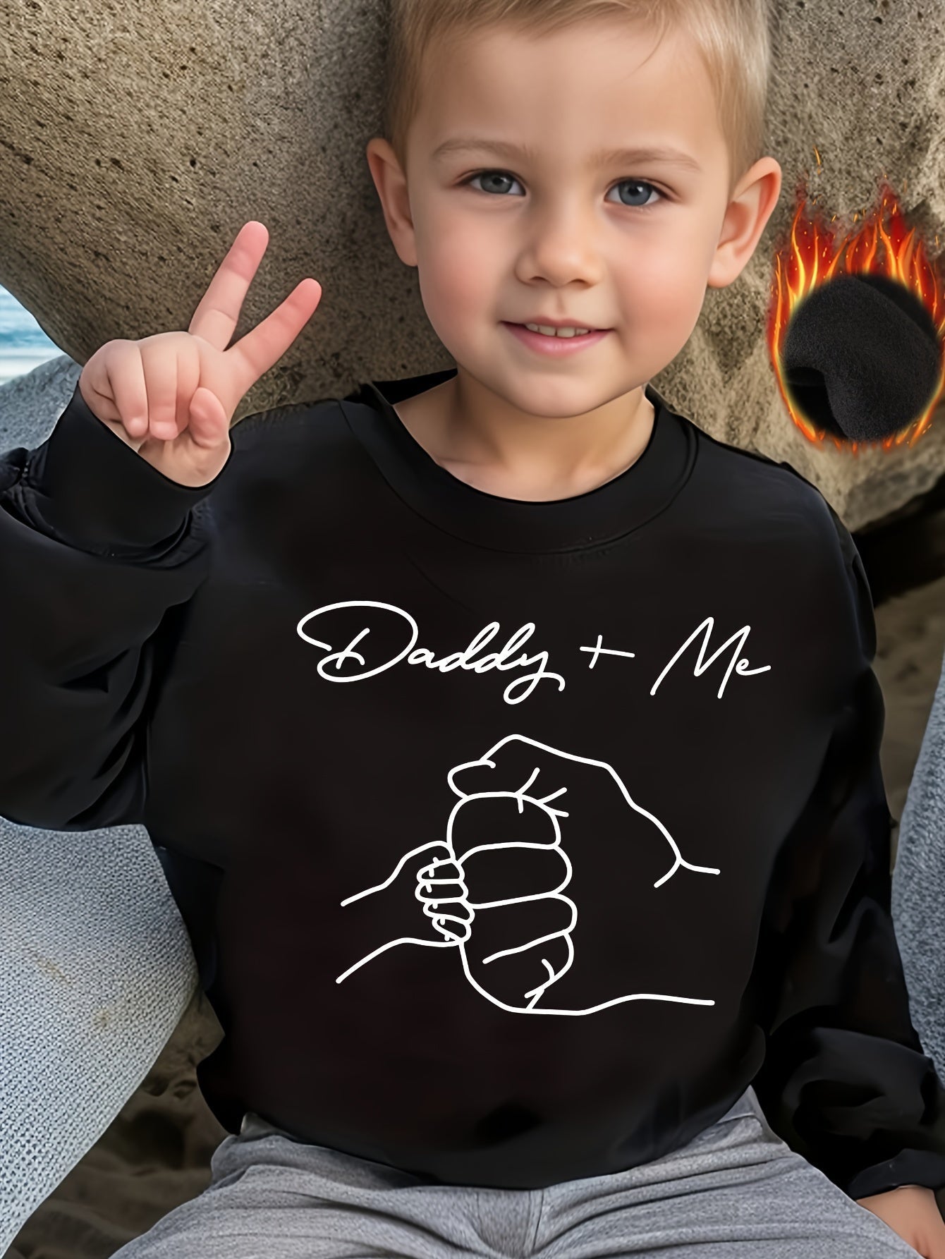 Boys' Casual Sweater with Long Sleeves and Graphic Pattern - Leandro