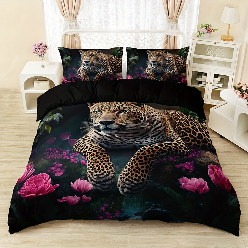 SafariDream - Digitales Tiermuster-Bettwäsche-Set für Bett, Sofa und Reisen