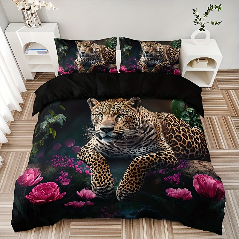 SafariDream - Digitales Tiermuster-Bettwäsche-Set für Bett, Sofa und Reisen
