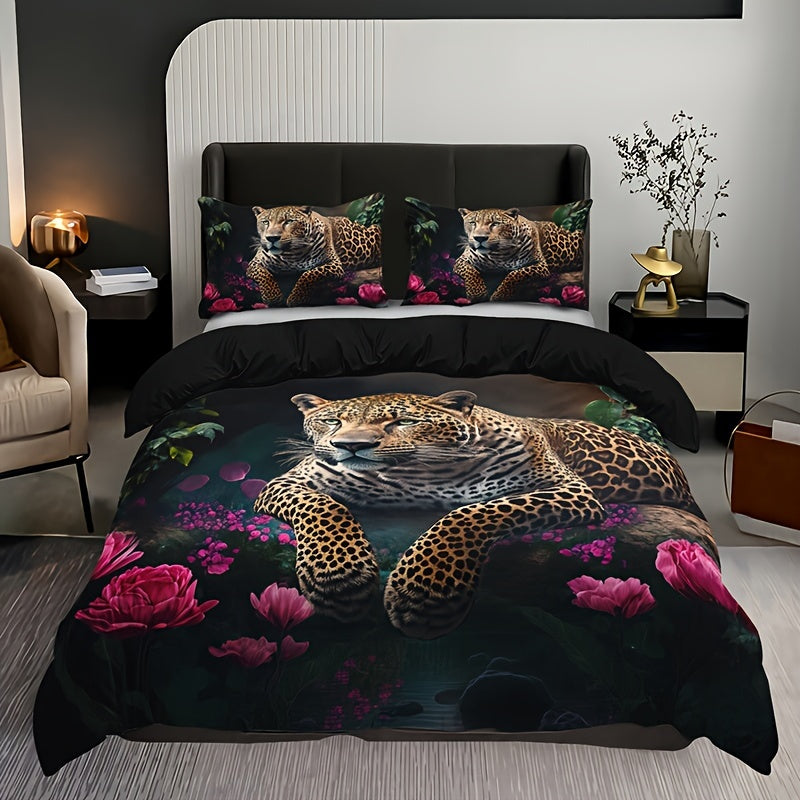 SafariDream - Digitales Tiermuster-Bettwäsche-Set für Bett, Sofa und Reisen