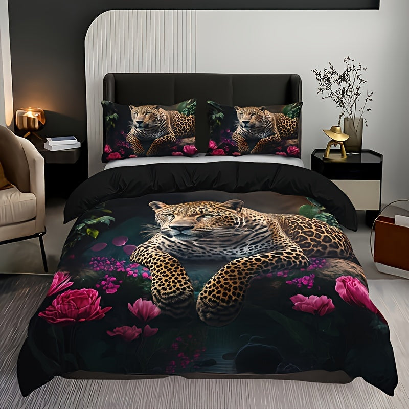 SafariDream - Digitales Tiermuster-Bettwäsche-Set für Bett, Sofa und Reisen