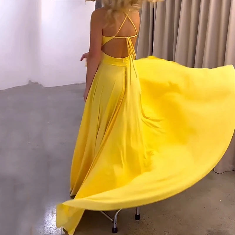 Robe Maxi Mode Été Bretelles Fendue Taille Couvert - Maxim