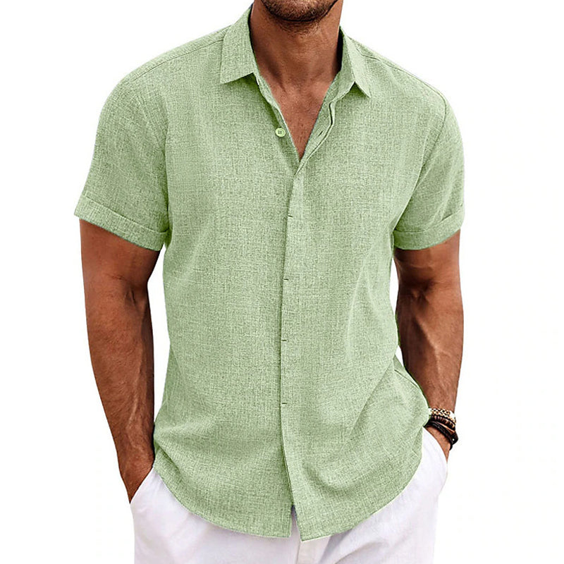 Chemise pour homme à manches courtes en coton et lin - Luca