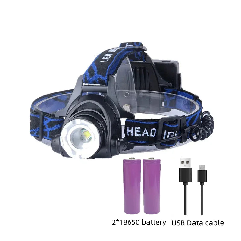 Lampe frontale LED rechargeable, durable, étanche et puissante