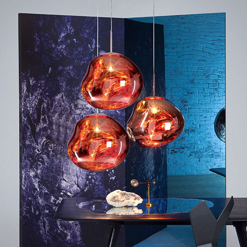 ModernGlow - Pendelleuchte in Rot/Silber Glas