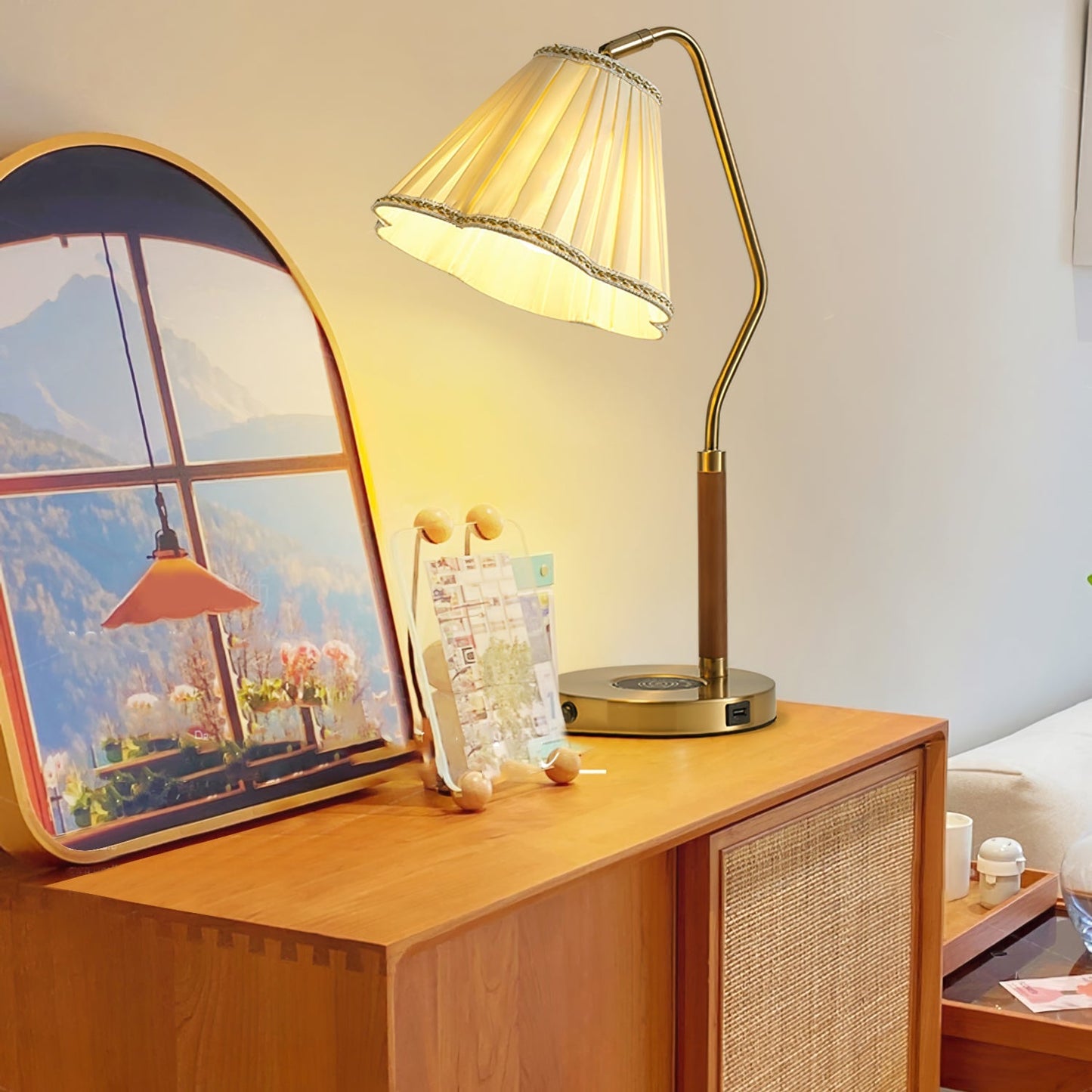LuxeLight - Florentine Fabric Table Lamp with Gold Base