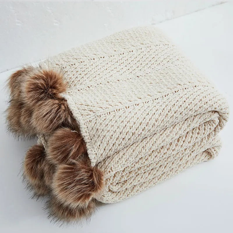 PomKnit - Søt Pom Pom Chenille-teppe