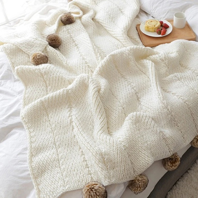 PomKnit - Søt Pom Pom Chenille-teppe
