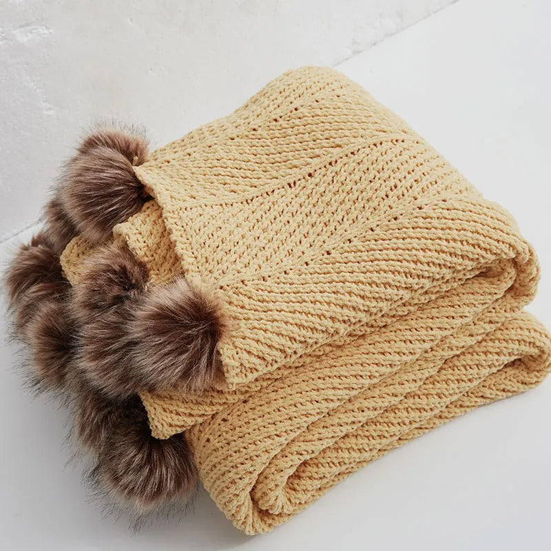 PomKnit - Søt Pom Pom Chenille-teppe