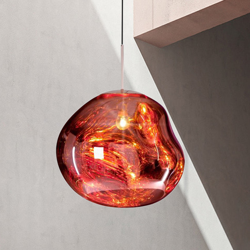 ModernGlow - Pendelleuchte in Rot/Silber Glas
