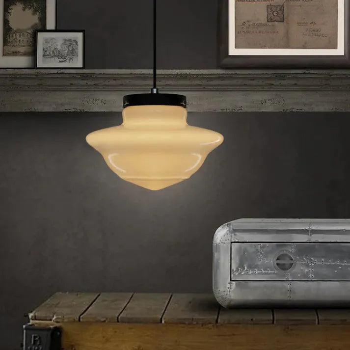 Milchglas - Vintage Geometrische Pendelleuchte