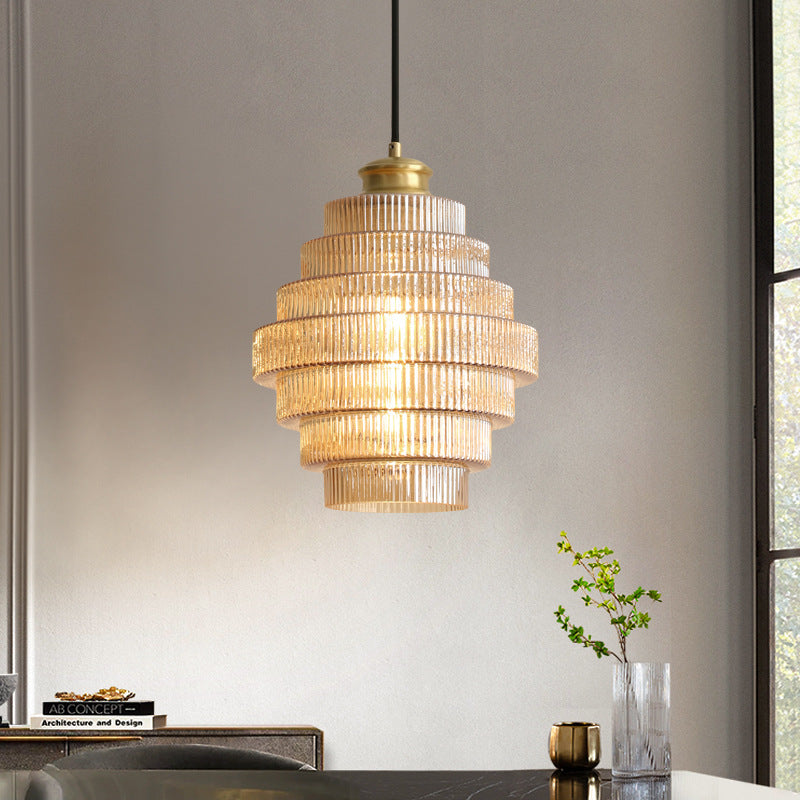BrassGlow - Bottle-Shaped Brass Glass Pendant Light