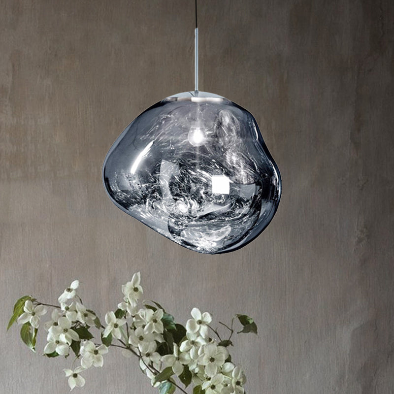 ModernGlow - Pendelleuchte in Rot/Silber Glas