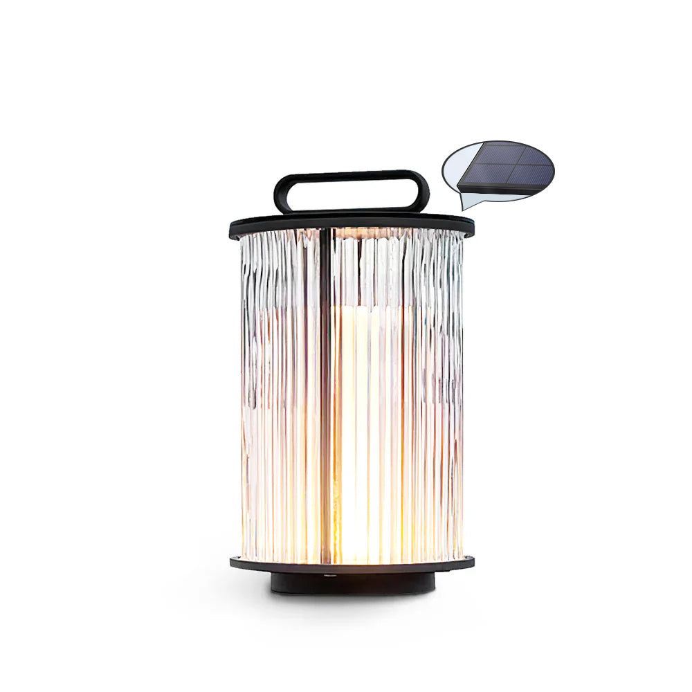 SolarGlow – Glass and Stainless Steel Garden Table Lamp