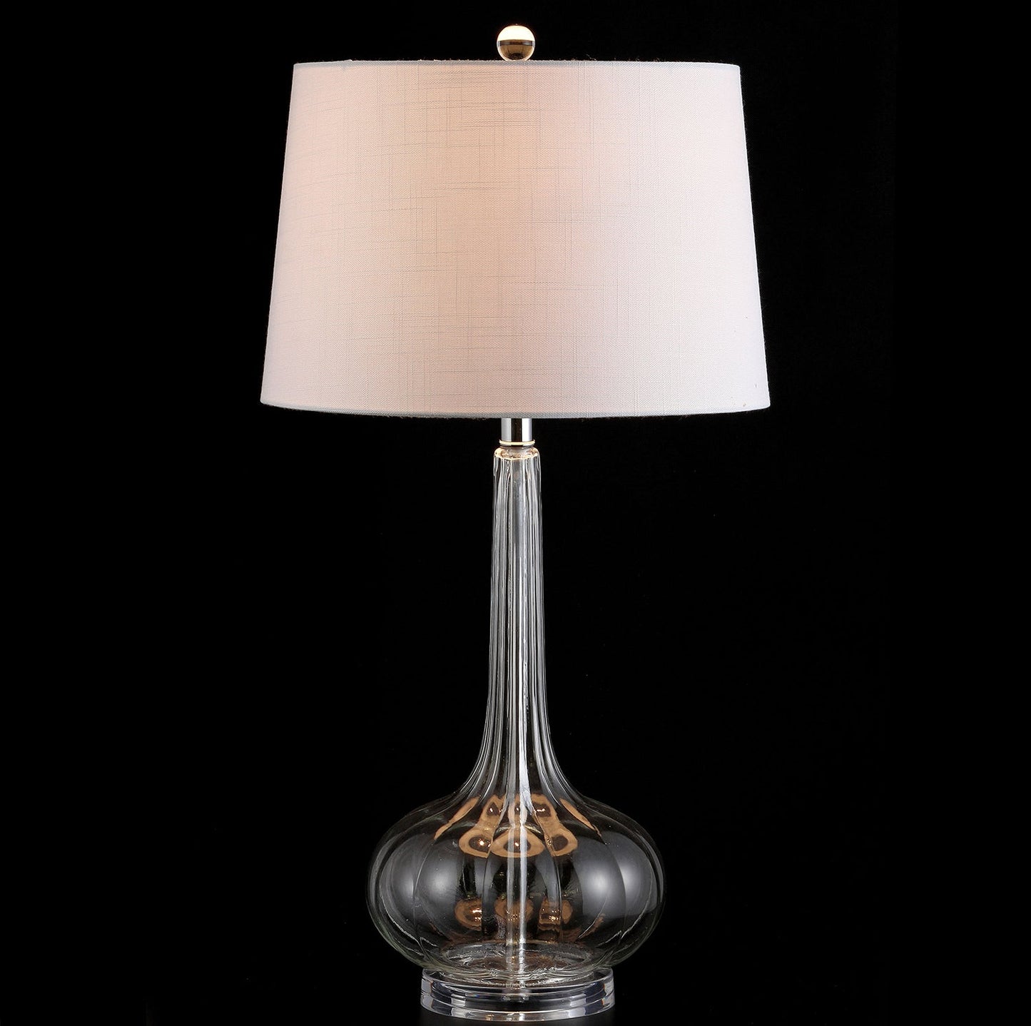 SereneGlow – Ceramic Table Lamp with White Fabric Shade