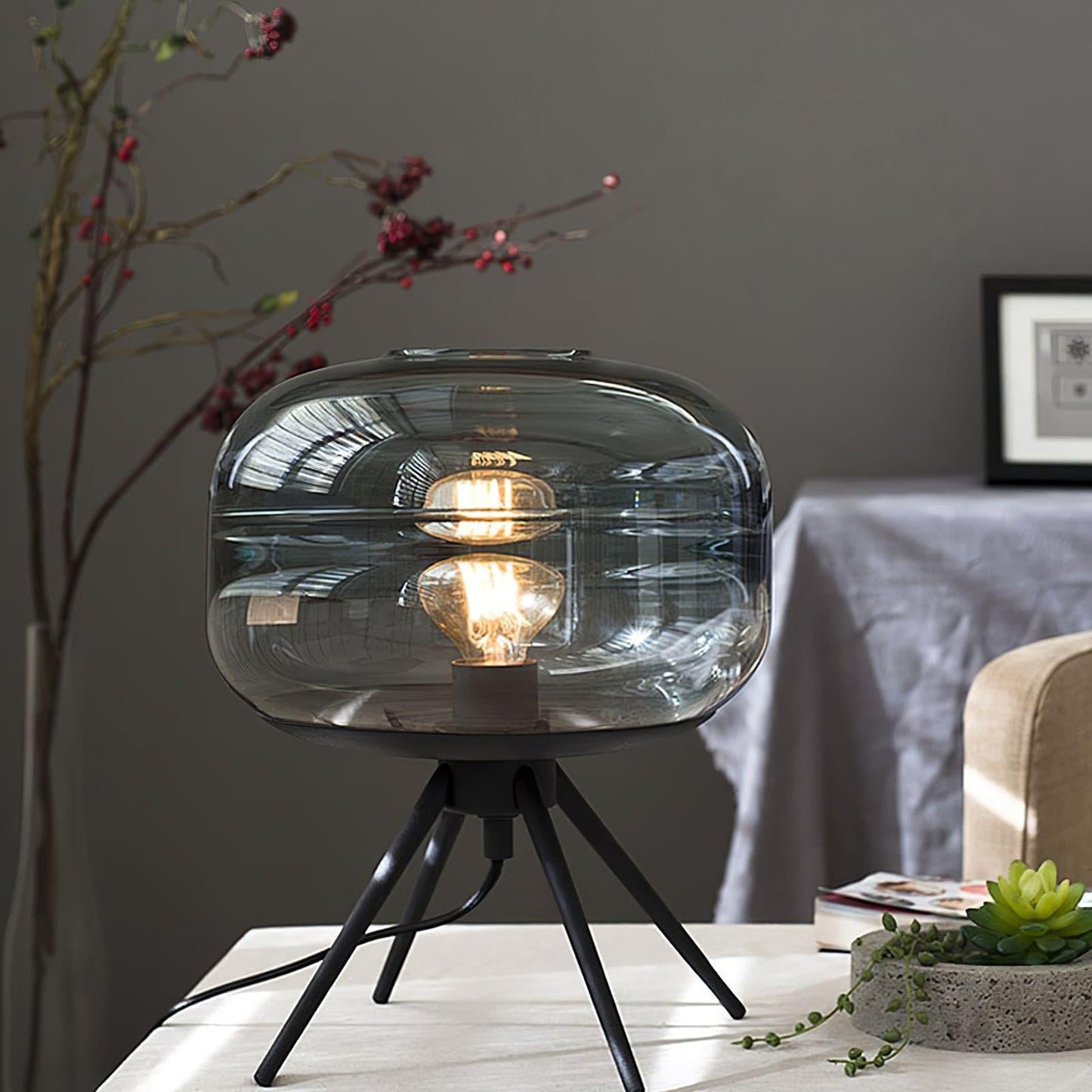 LightJar - Table Lamp with Glass Housing and Warm LED String
