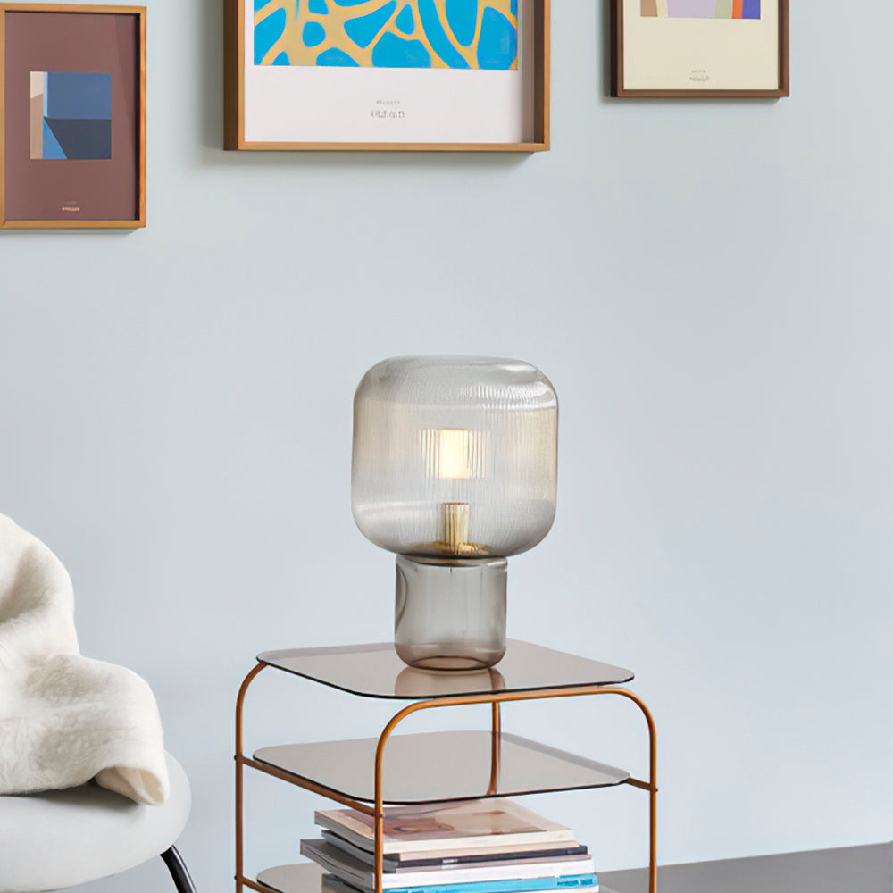 GlowSphere - Oval bordlampe af glas og metal
