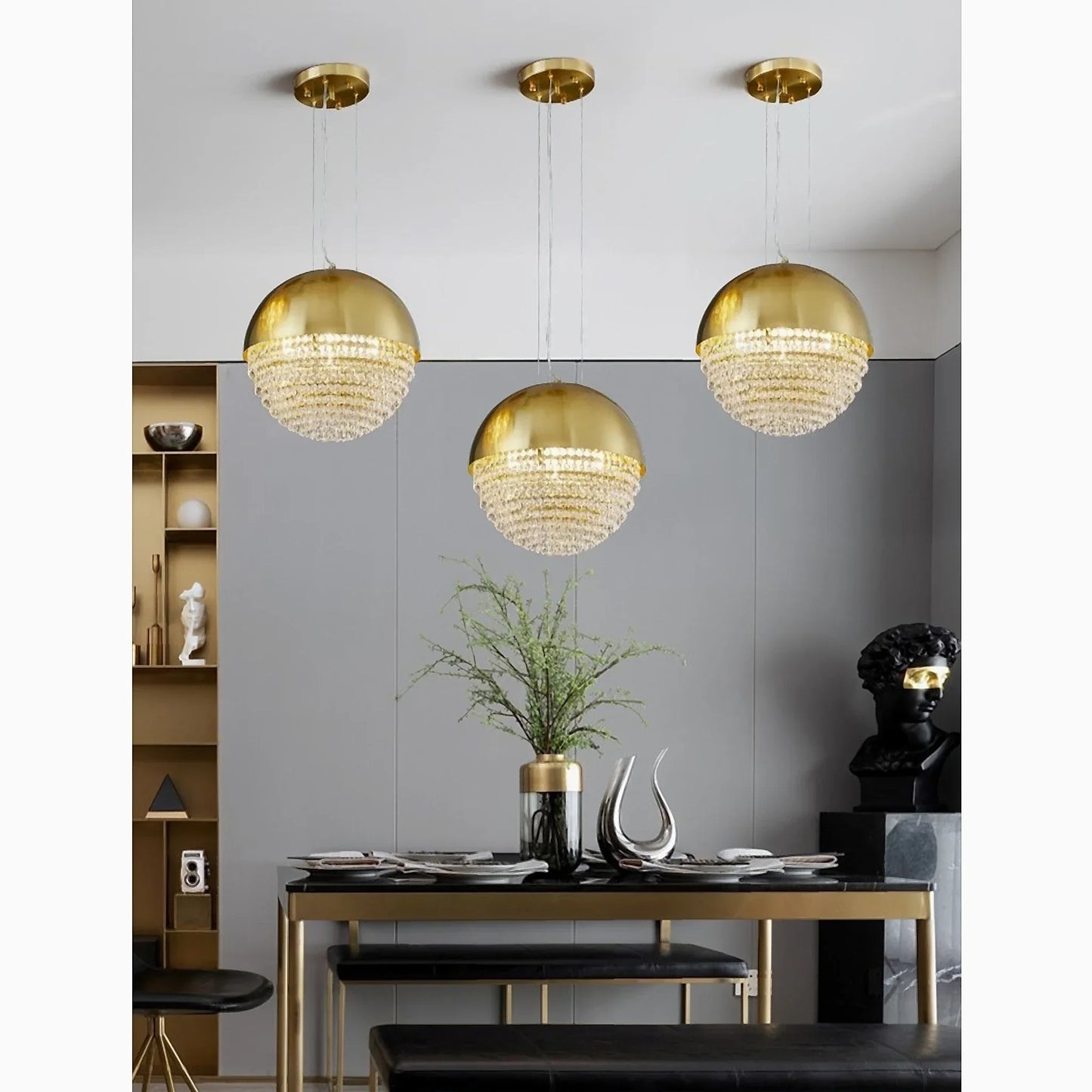 CrystalOrbs - Luxe Gold Crystal Chandelier