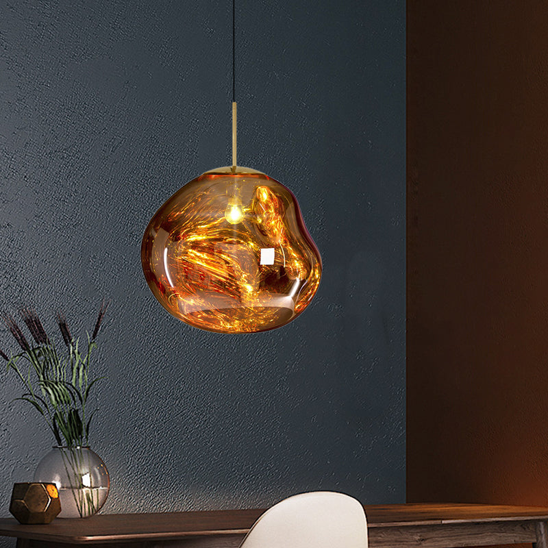 ModernGlow - Pendelleuchte in Rot/Silber Glas