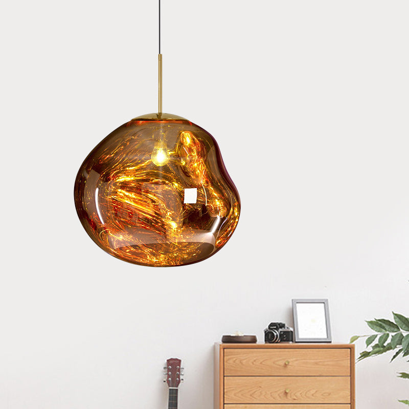 ModernGlow - Pendelleuchte in Rot/Silber Glas