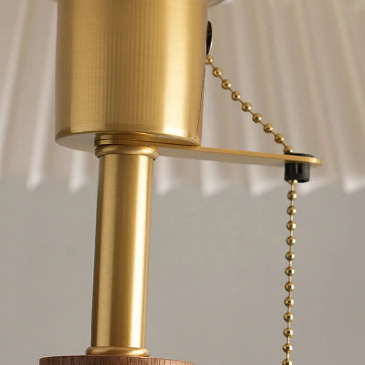PlisséGlow - Lampe de table en bois de style vintage